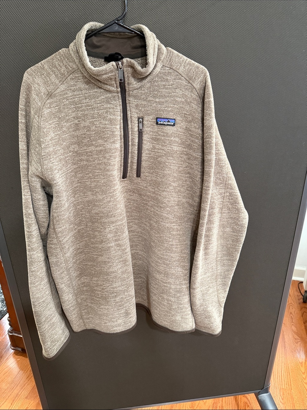Patagonia Jacket Mens M Beige Stone Khaki Block Better Sweater ¼ Zip Fleece
